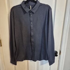 Vuori Long Sleeve Ponto Button Down Shirt- Azure Heather
